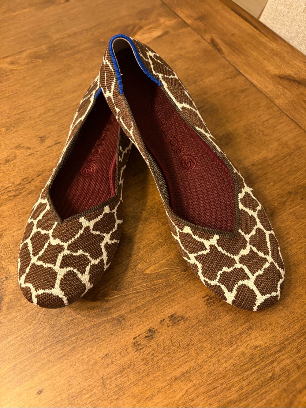 Rothy's Brown and Cream Patterned Knit Ballet Flats